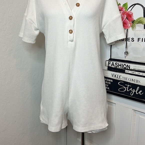Princess Polly Kegan White Button Front Romper Size 0 - Picture 5 of 8